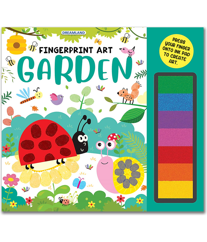 Fingerprint Art Activity Book for Children - Garden with Thumbprint Gadget : Pick and Paint Coloring Activity Book For Kids Fingerprint Colouring Book for Kid - Stationery | Buy online on ZillyBuy