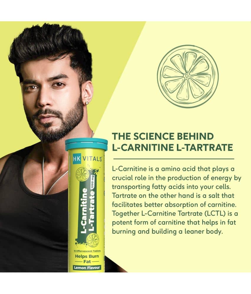 Buy HealthKart HK VITALS L-Carnitine L-Tartrate 1200 mg( Lemon) 30 no.s Fat Burner Tablet Pack of 2 - Price ₹649