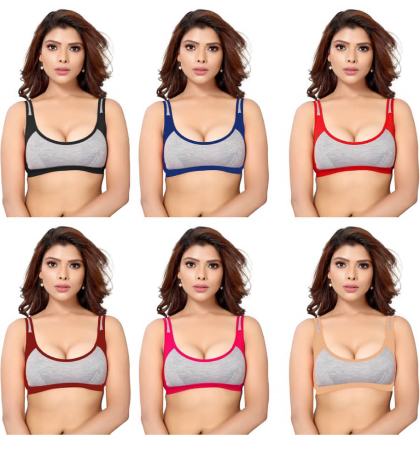ICONIC ME Pack of 6 Cotton Non Padded Women's Everyday Bra ( Multicolor ) ICONIC ME Pack of 6 Cotton Non Padded Women's Everyday Bra ( Multicolor )