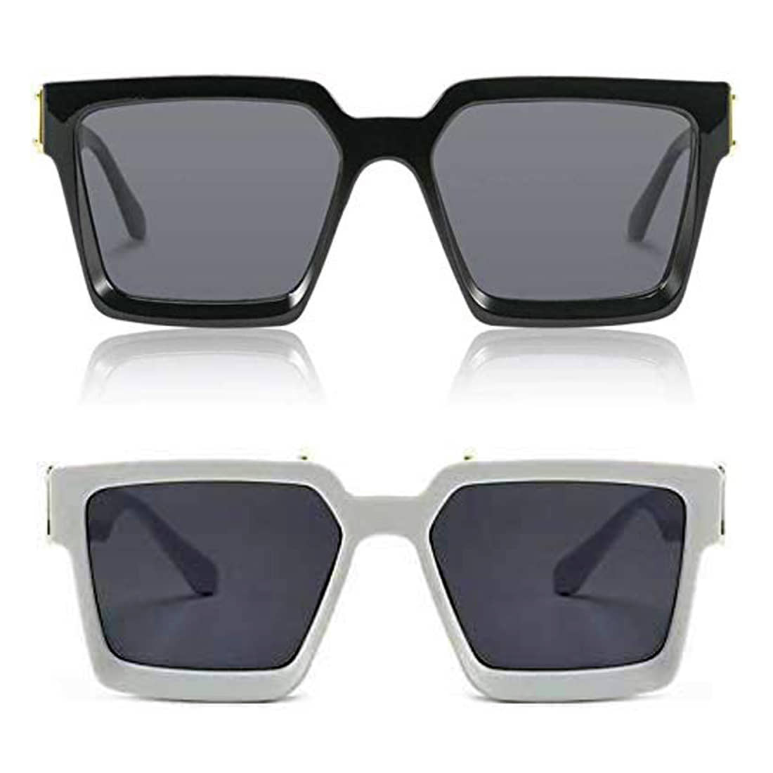 Kanny Devis - Black Rectangular Sunglasses ( Pack of 2 ) - Sunglasses | Buy online on ZillyBuy