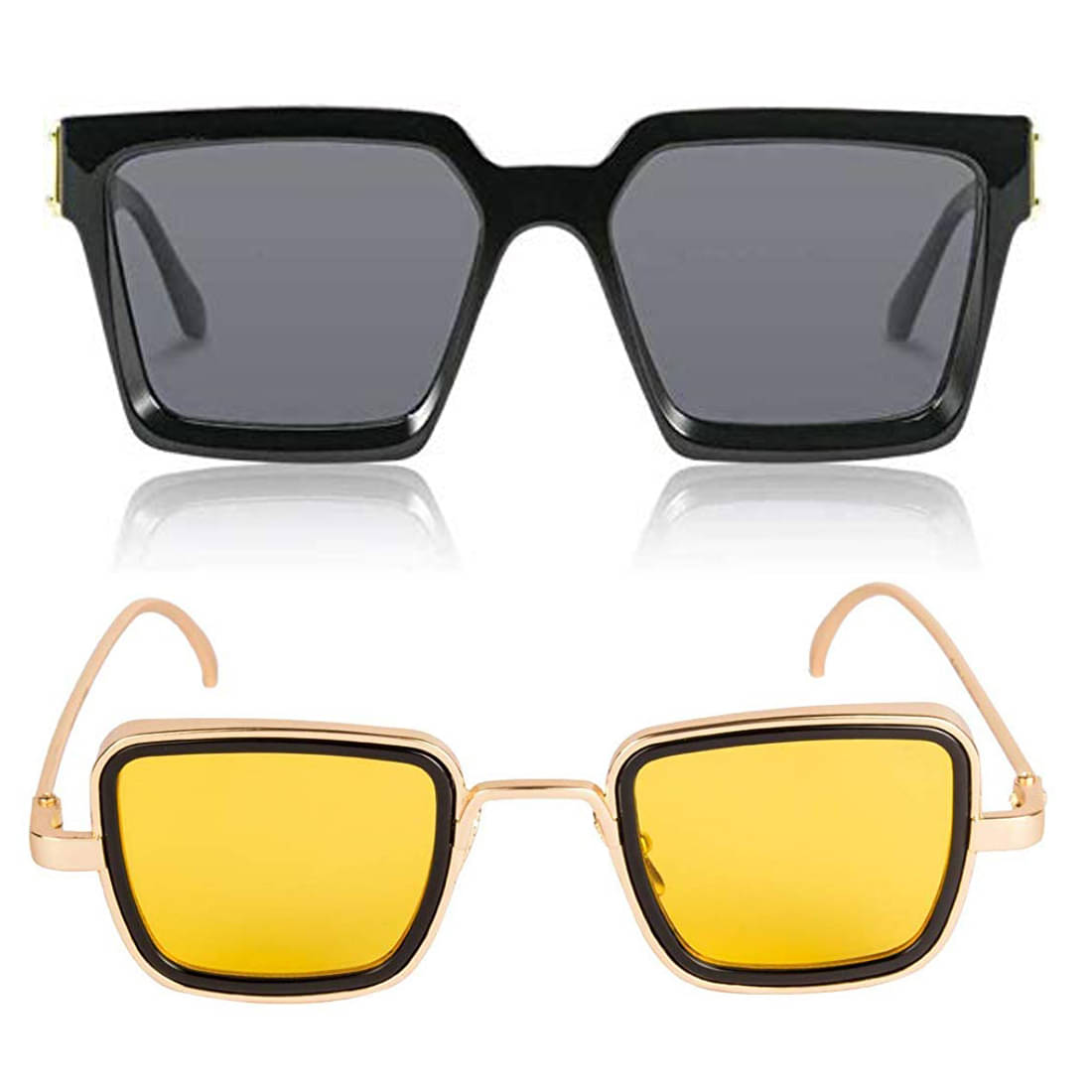     			Kanny Devis - Black Rectangular Sunglasses ( Pack of 2 )