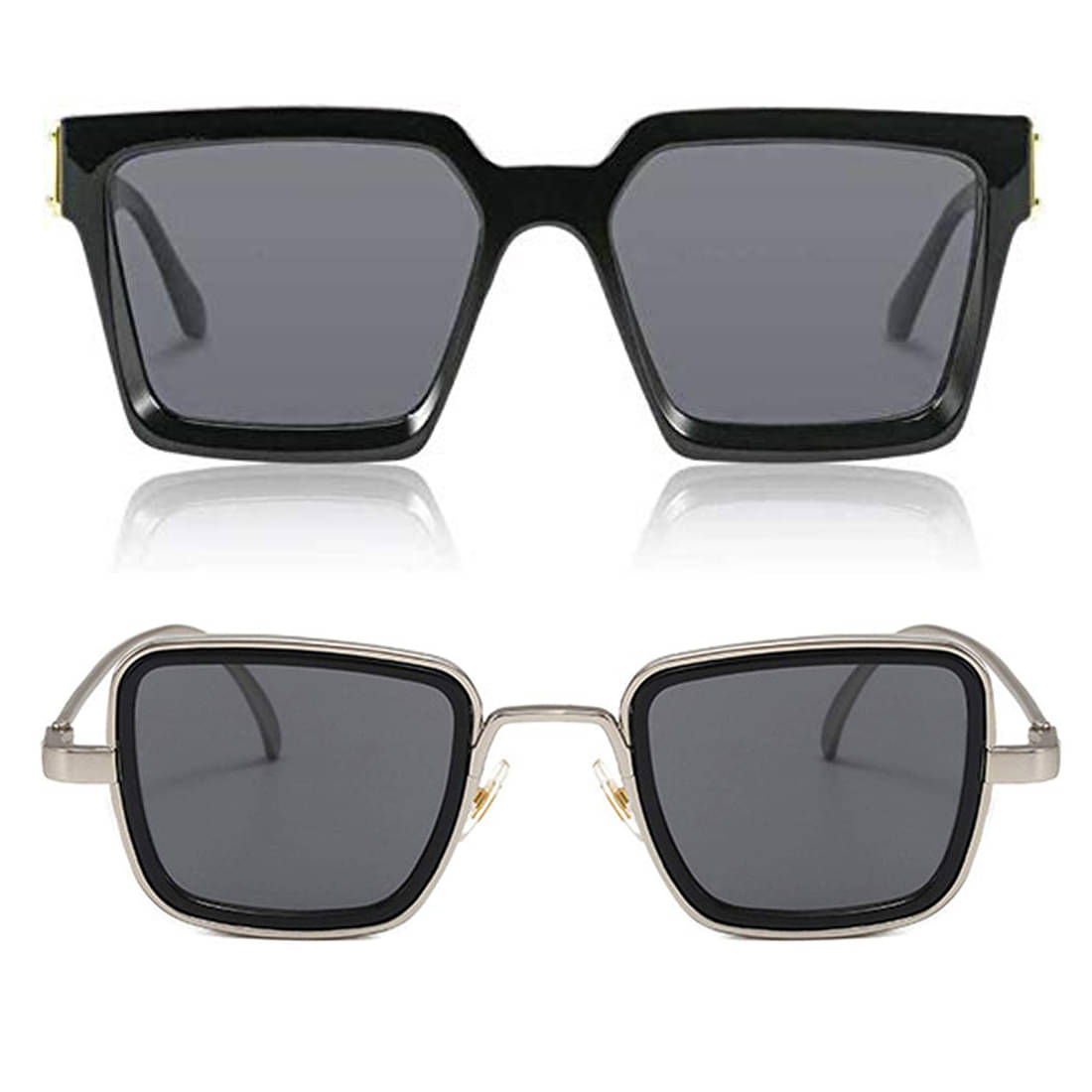     			Kanny Devis - Black Rectangular Sunglasses ( Pack of 2 )