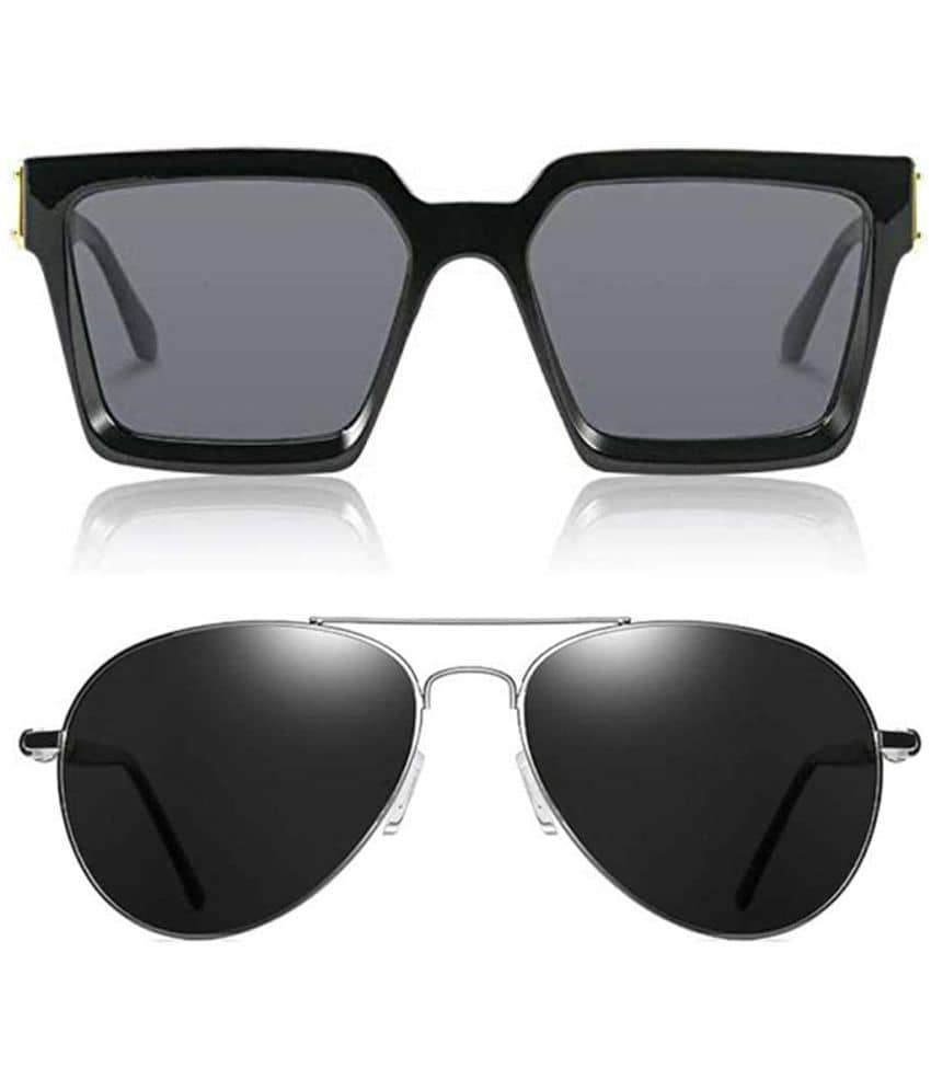 Kanny Devis - Black Rectangular Sunglasses ( Pack of 2 ) - Sunglasses | Buy online on ZillyBuy