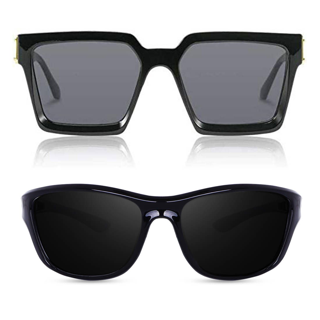     			Kanny Devis - Black Rectangular Sunglasses ( Pack of 2 )
