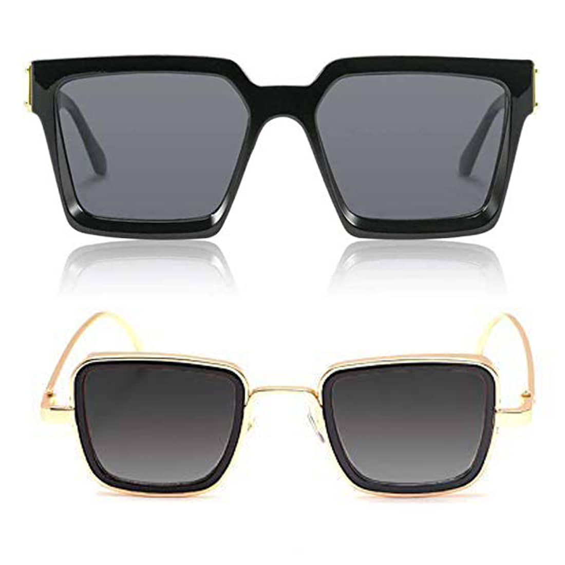 Kanny Devis - Black Rectangular Sunglasses ( Pack of 2 ) - Sunglasses | Buy online on ZillyBuy