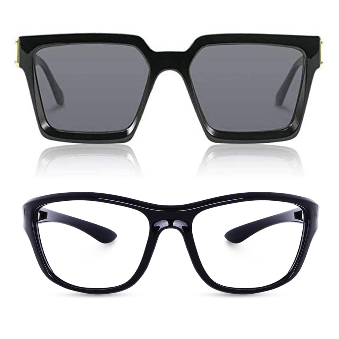 Kanny Devis - Black Rectangular Sunglasses ( Pack of 2 ) Kanny Devis - Black Rectangular Sunglasses ( Pack of 2 )