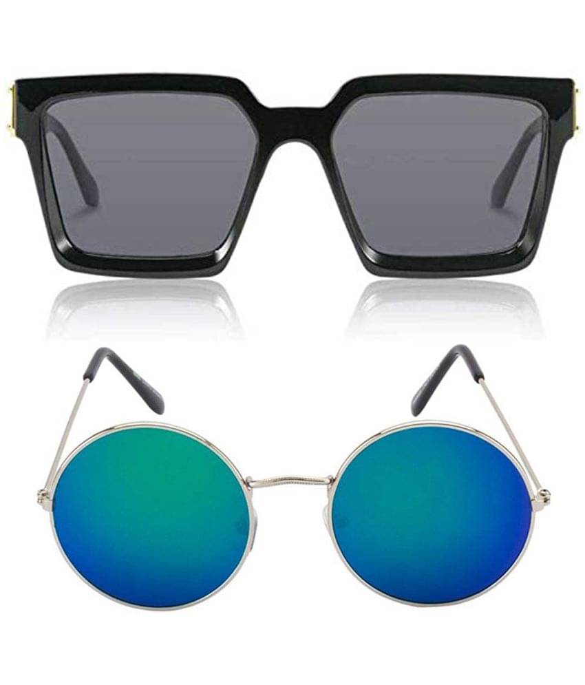 Kanny Devis - Black Rectangular Sunglasses ( Pack of 2 ) Kanny Devis - Black Rectangular Sunglasses ( Pack of 2 )