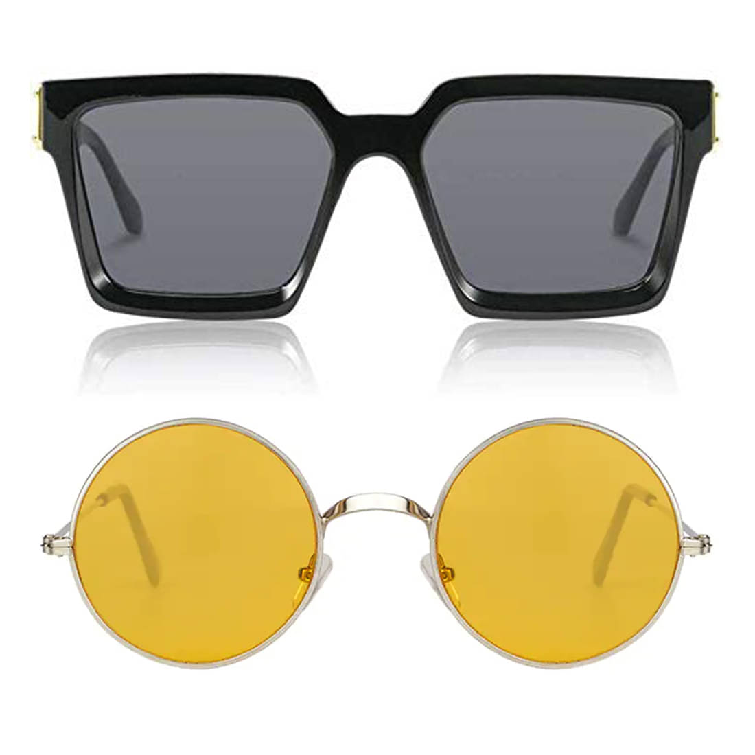     			Kanny Devis - Black Rectangular Sunglasses ( Pack of 2 )
