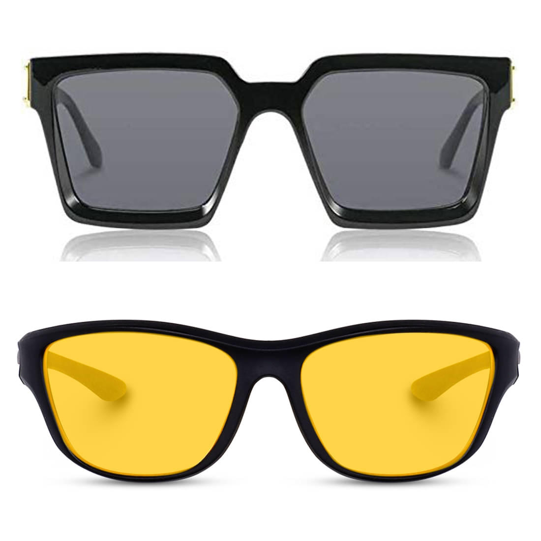     			Kanny Devis - Black Rectangular Sunglasses ( Pack of 2 )