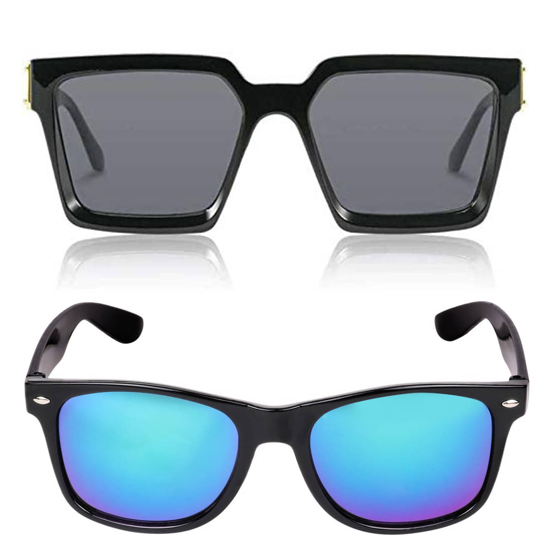     			Kanny Devis - Black Rectangular Sunglasses ( Pack of 2 )