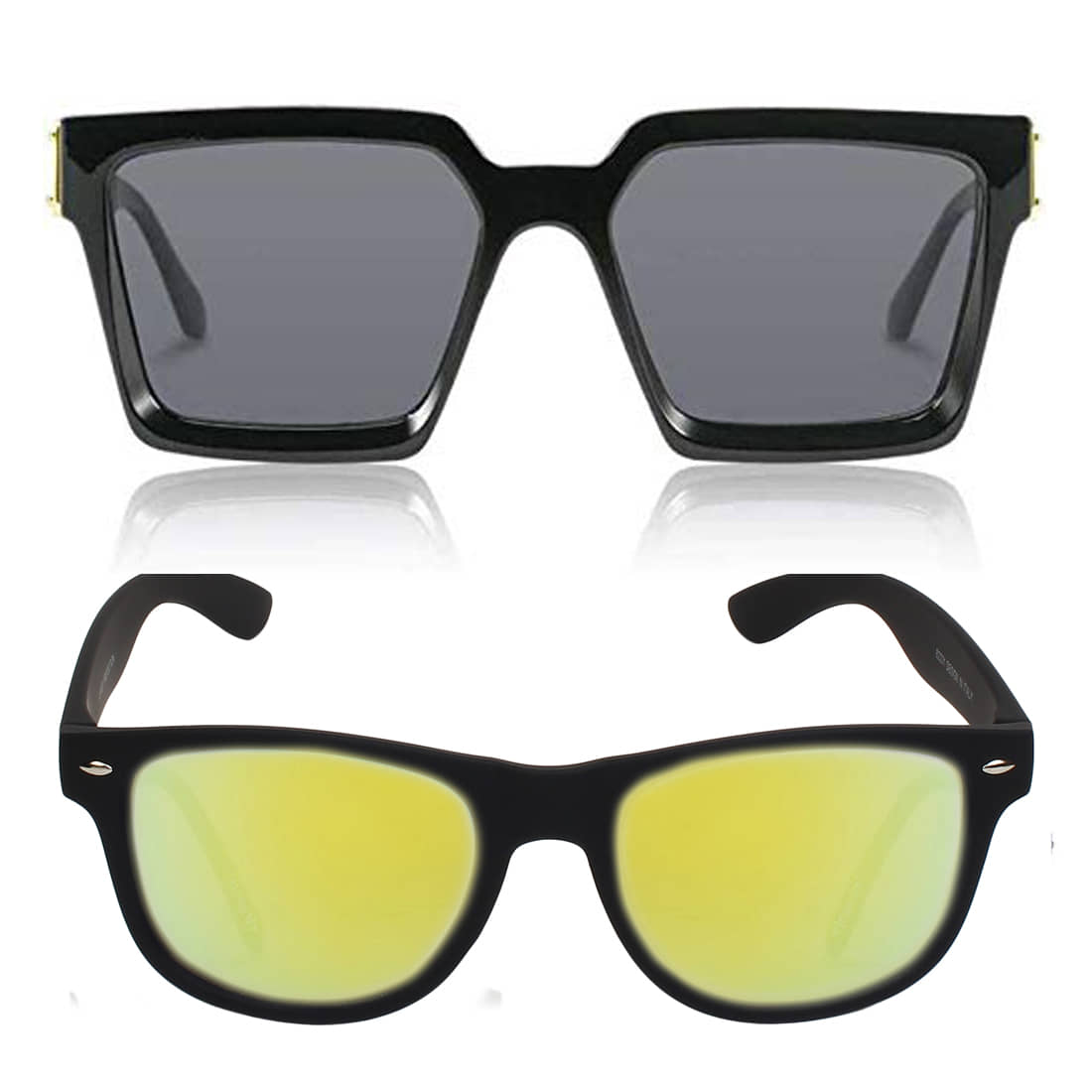 Kanny Devis - Black Rectangular Sunglasses ( Pack of 2 ) - Sunglasses | Buy online on ZillyBuy