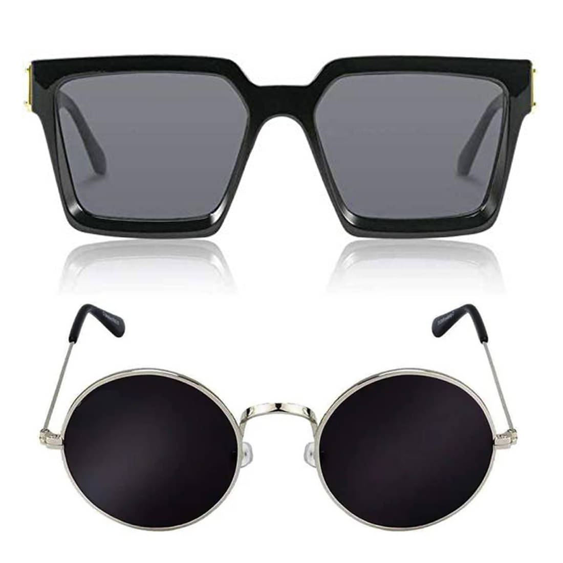 Kanny Devis - Black Rectangular Sunglasses ( Pack of 2 ) Kanny Devis - Black Rectangular Sunglasses ( Pack of 2 )