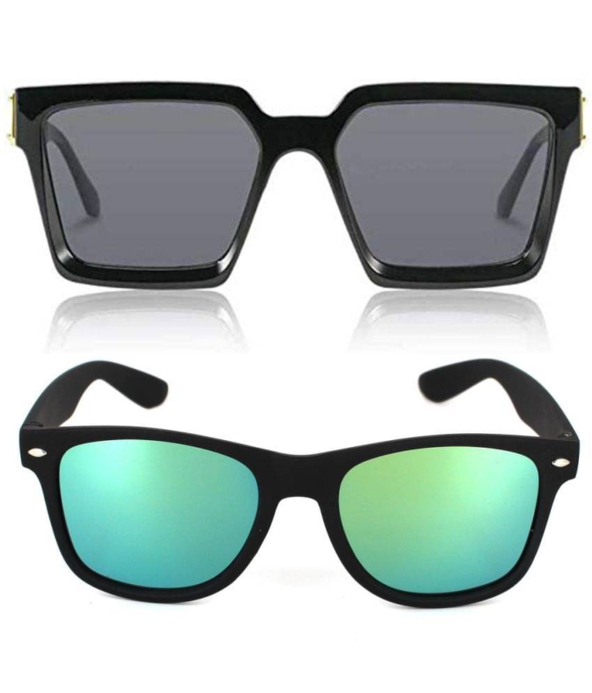 Kanny Devis - Black Rectangular Sunglasses ( Pack of 2 ) Kanny Devis - Black Rectangular Sunglasses ( Pack of 2 )
