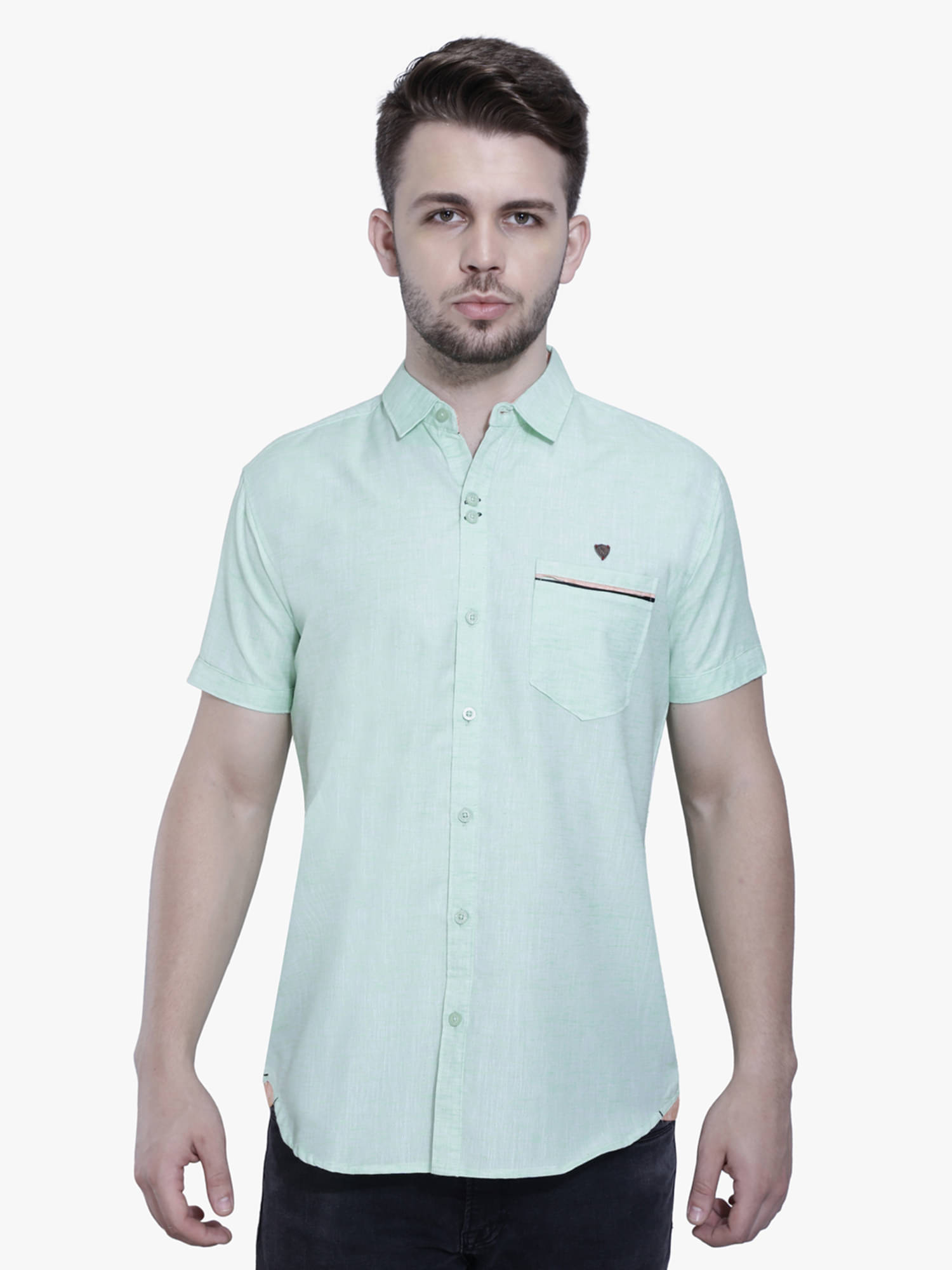     			Kuons Avenue - Green Linen Slim Fit Men's Casual Shirt ( Pack of 1 )