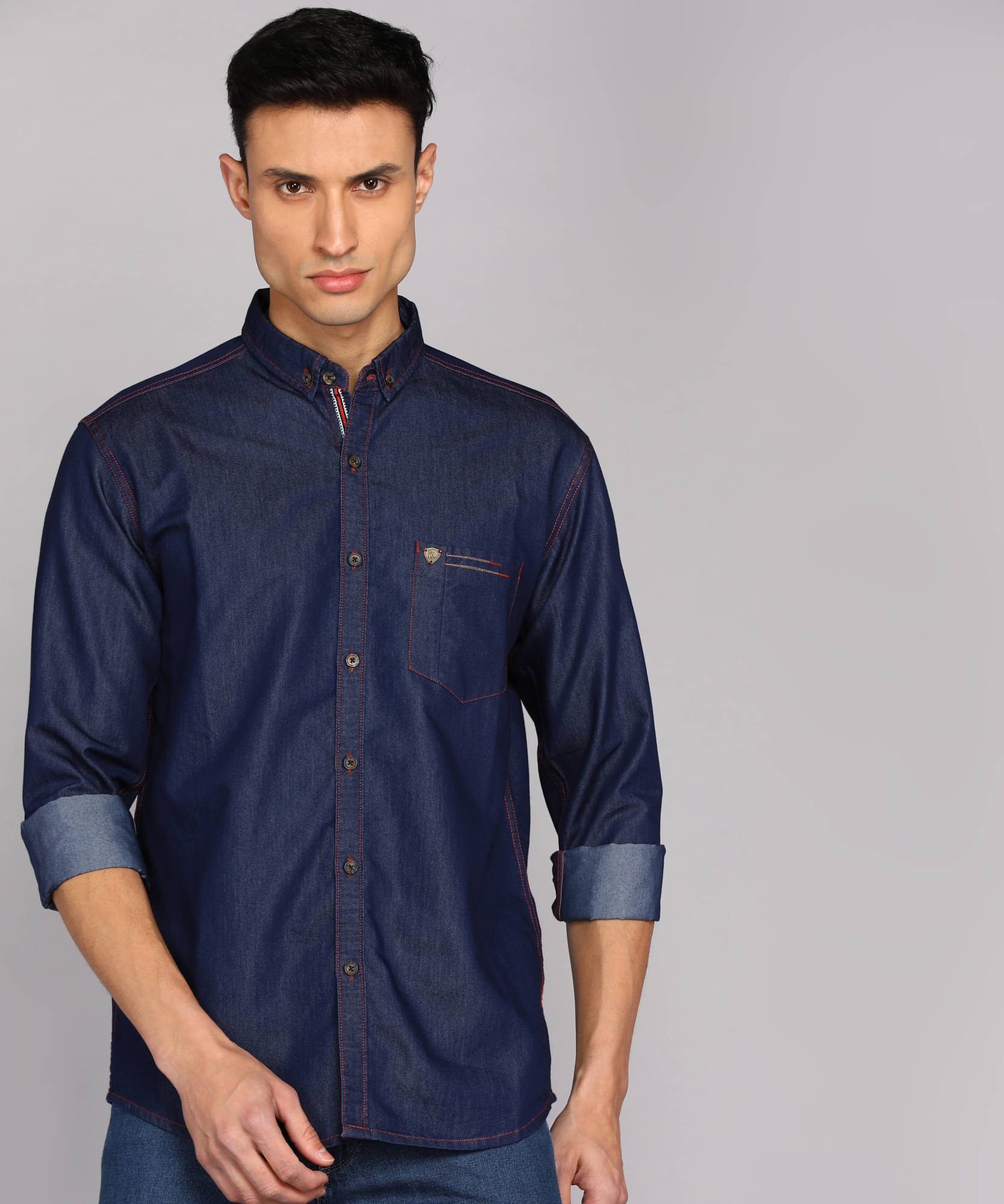 Kuons Avenue - Indigo Cotton Blend Regular Fit Men's Casual Shirt ( Pack of 1 ) Kuons Avenue - Indigo Cotton Blend Regular Fit Men's Casual Shirt ( Pack of 1 )