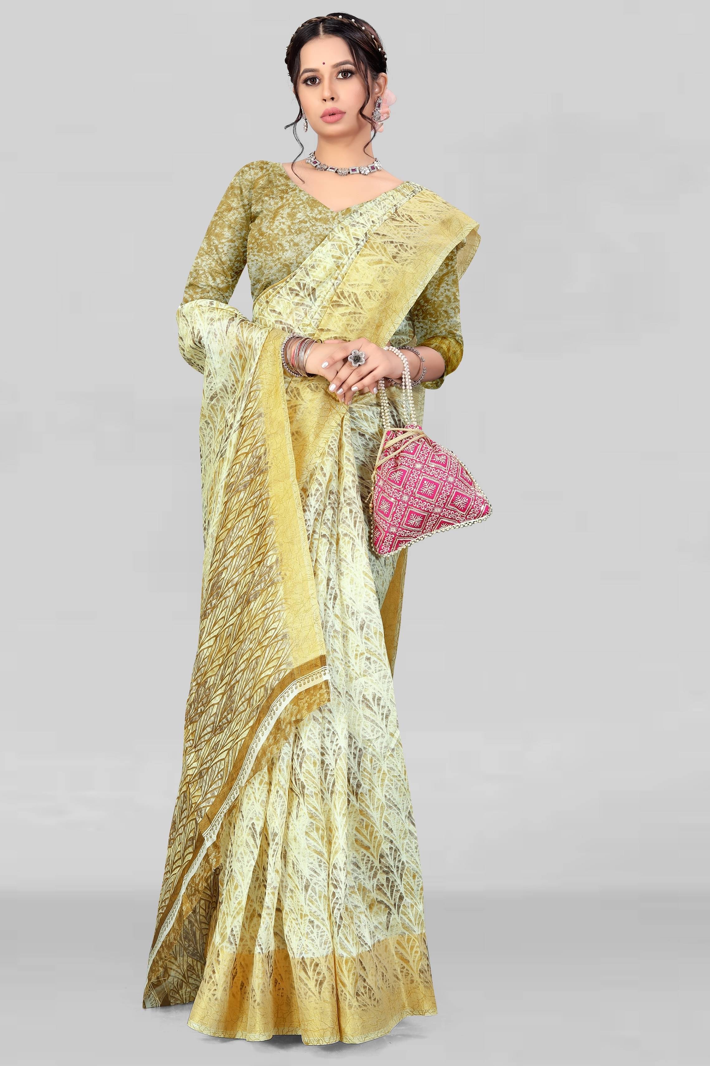 LEELAVATI Cotton Printed Saree With Unstitched Blouse Piece ( Green ) LEELAVATI Cotton Printed Saree With Unstitched Blouse Piece ( Green )