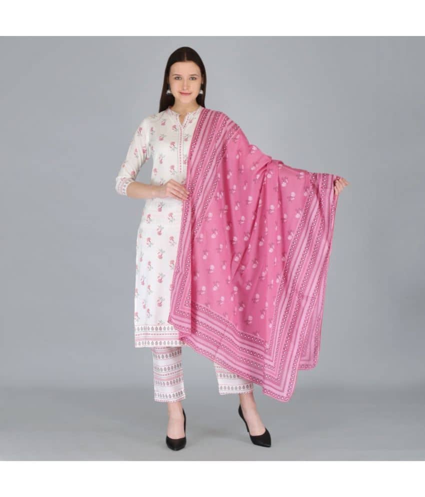 MAUKA - Pink Straight Rayon Women's Stitched Salwar Suit ( Pack of 1 )