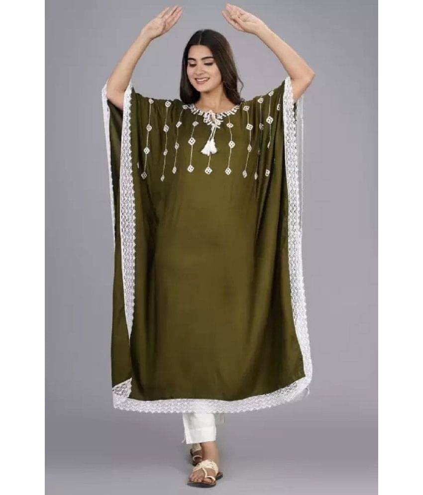     			MF Hayat - Olive Rayon Women's Kaftan Kurti ( Pack of 1 )