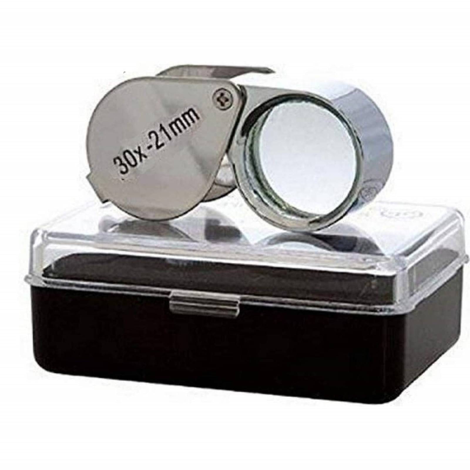 Rangwell 30X 21mm Magnifying Portable Jewelry Magnifier Foldable Magnifying Glass, for Gems, Coins, Antiques, Stamps, Reading, Inspection, etc, Metal Body Silver Rangwell 30X 21mm Magnifying Portable Jewelry Magnifier Foldable Magnifying Glass, for Gems, Coins, Antiques, Stamps, Reading, Inspection, etc, Metal Body Silver