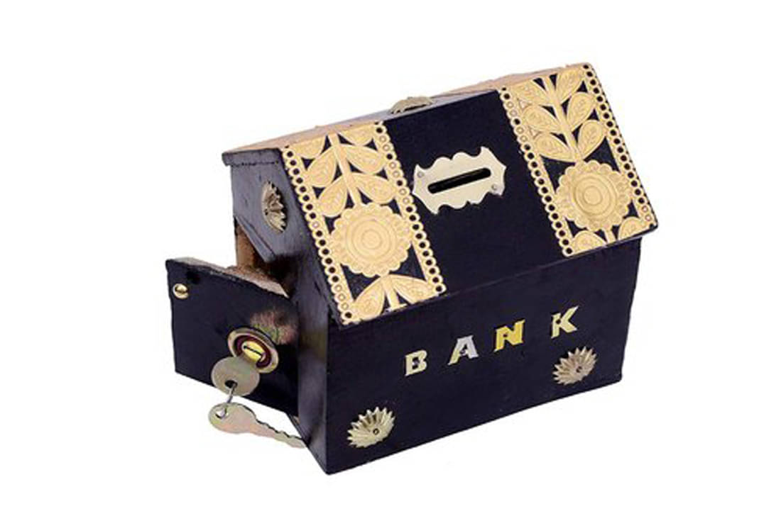     			SWH - Wood Black Piggy Bank ( Pack of 1 )