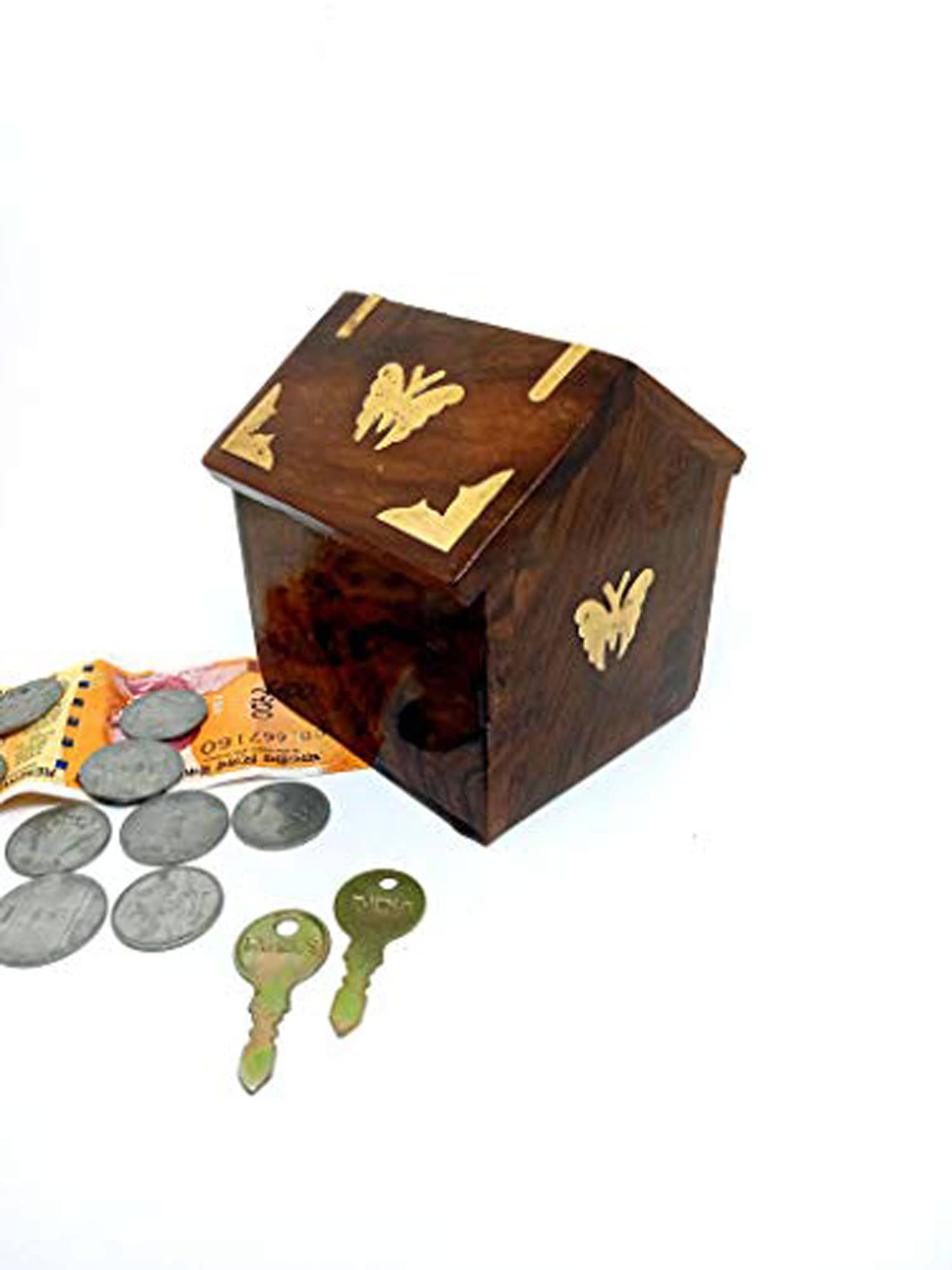 SWH - Wood Brown Piggy Bank ( Pack of 1 )