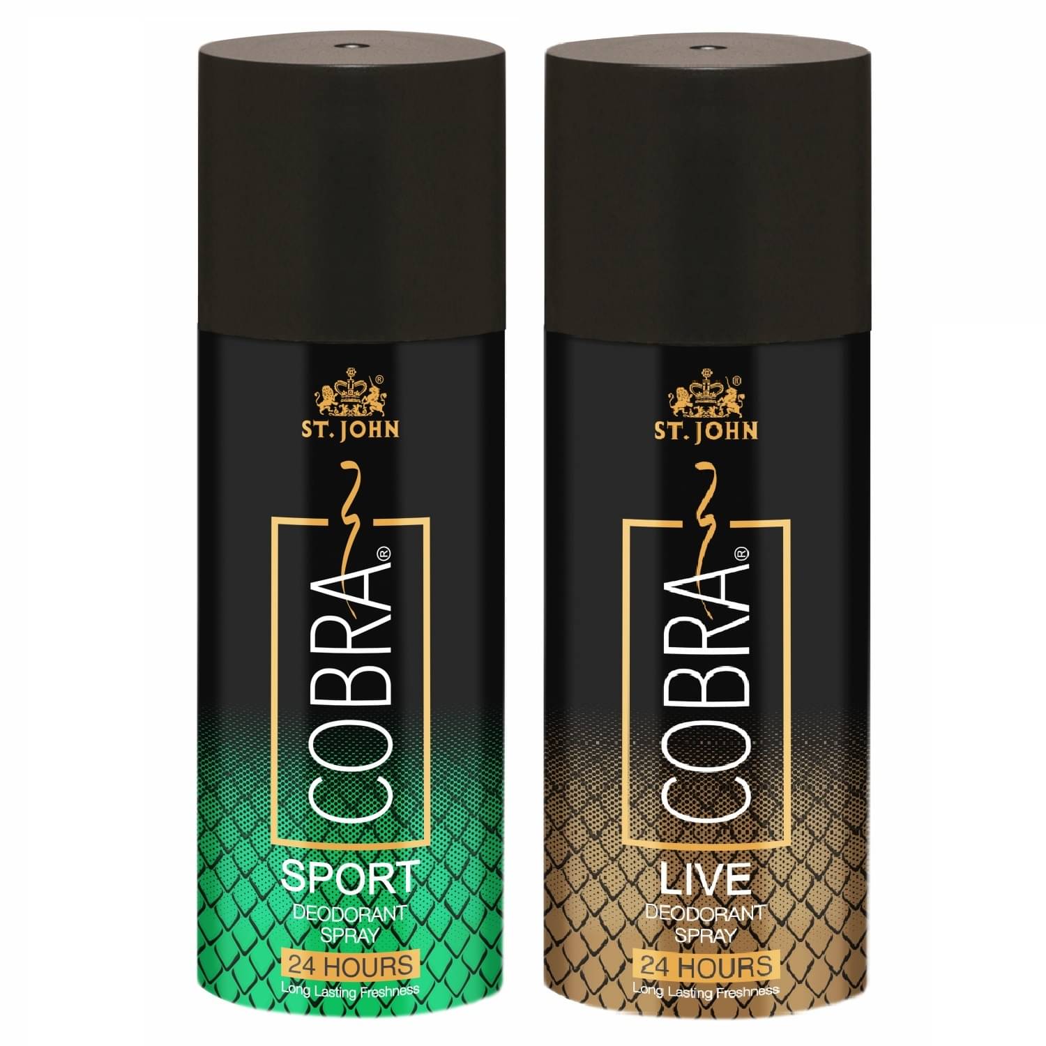     			ST.JOHN Cobra Live & Sport 150ml Each Deodorant Spray for Men (300ml) Pack of 2