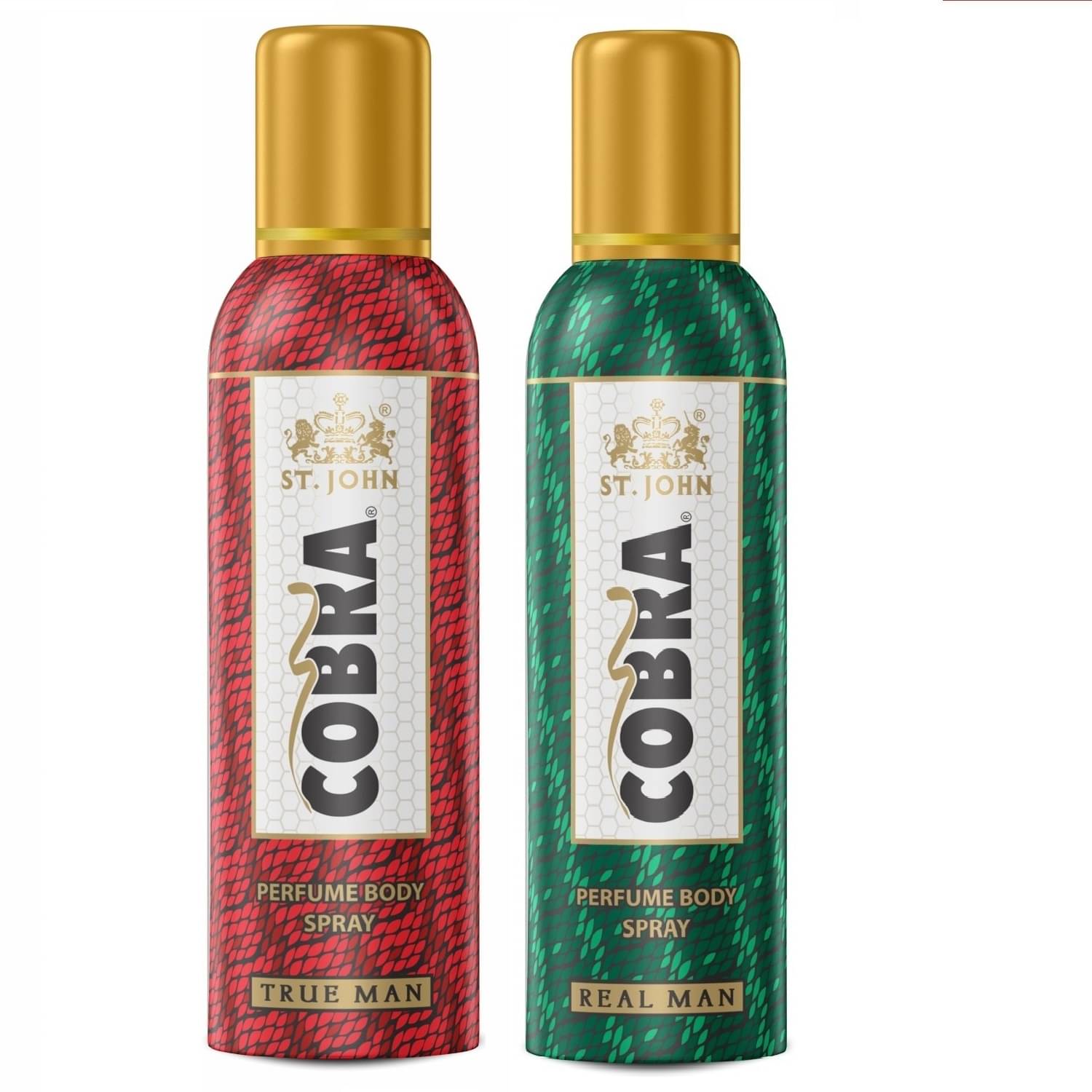 ST.JOHN Cobra No Gas Real Men & True Men Deodorant Spray for Men 100ml Each 200ml- Pack of 2 ST.JOHN Cobra No Gas Real Men & True Men Deodorant Spray for Men 100ml Each 200ml- Pack of 2