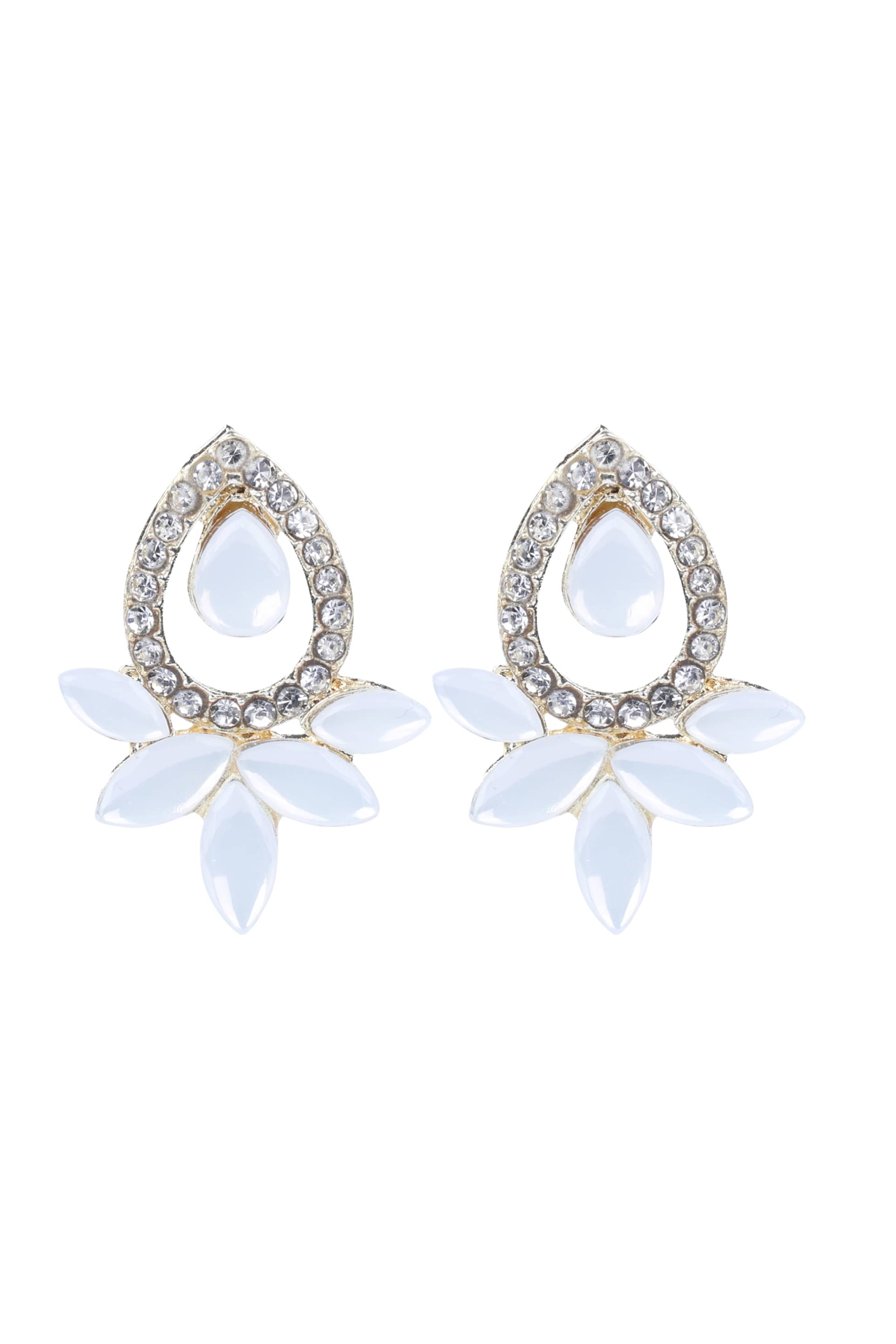     			Sunhari Jewels - White Stud Earrings ( Pack of 1 )