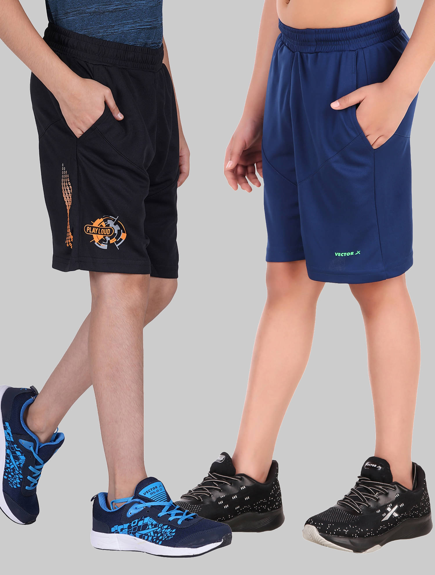     			Vector X Pack of 2 Polyester Shorts For Boys ( Blue & Black )