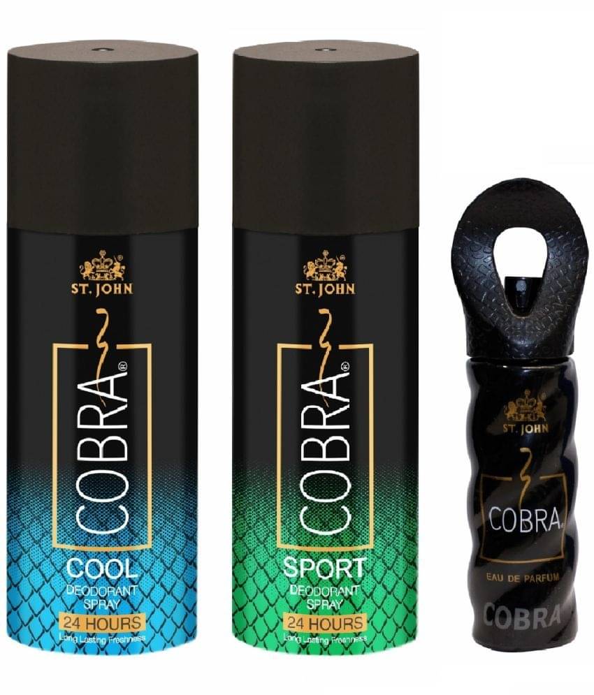     			ST.JOHN Cobra Cool & Sport 150ml Each & Cobra 15ml Deodorant Spray & Perfume for Men Pack of 3