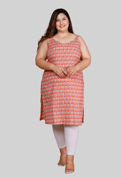 miravan - Peach Cotton Women's Straight Kurti ( Pack of 1 ) - Kurtis, Tunics | Buy online on ZillyBuy