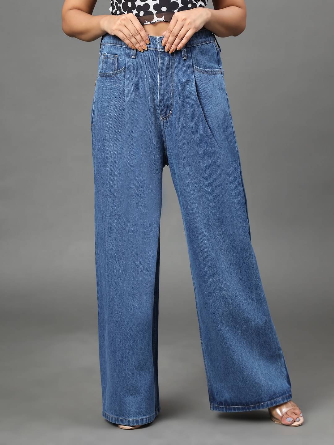     			AngelFab - Light Blue Denim Flared Women's Jeans ( Pack of 1 )