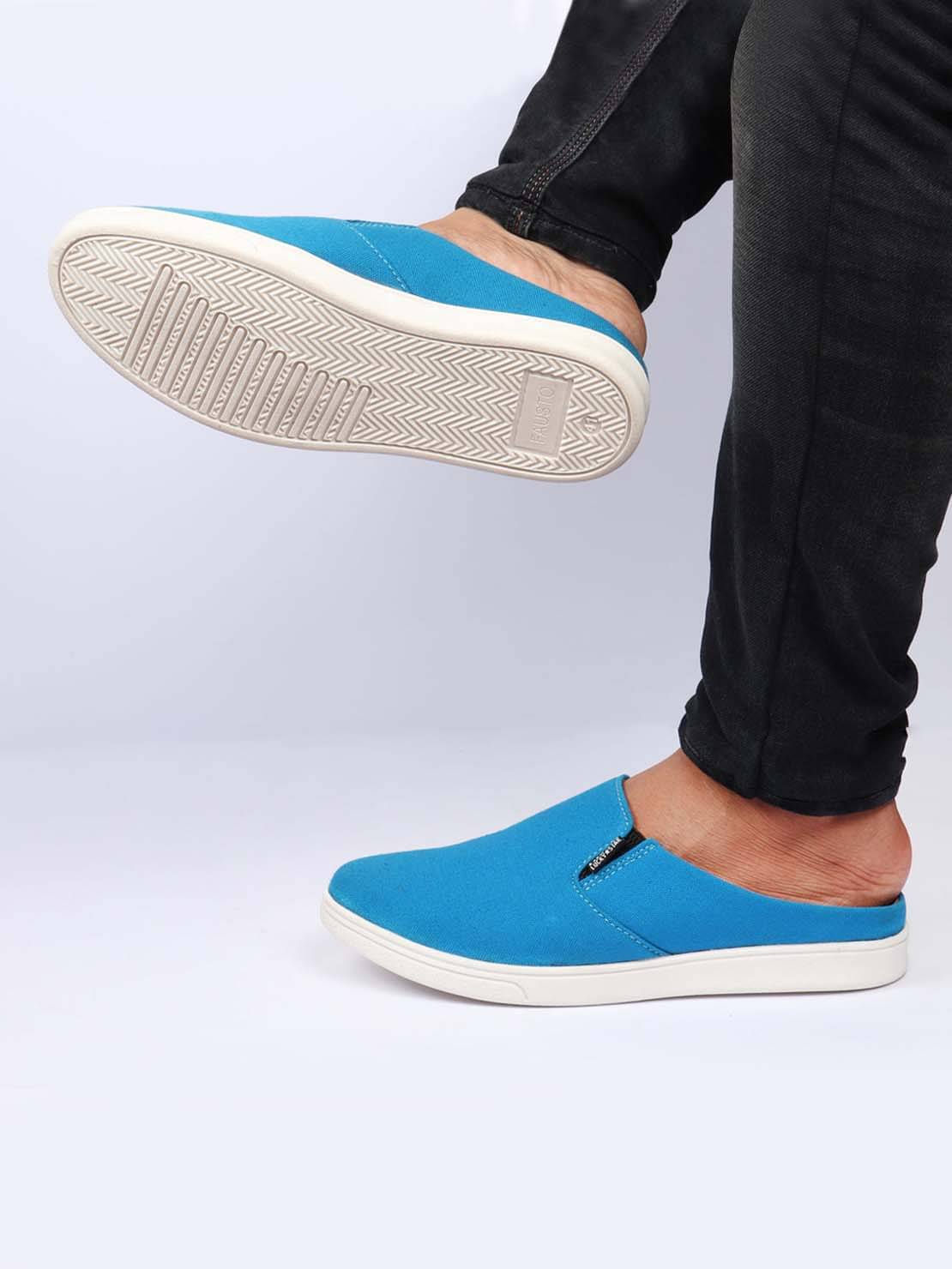     			Fausto - Light Blue Men's Slip-on Shoes
