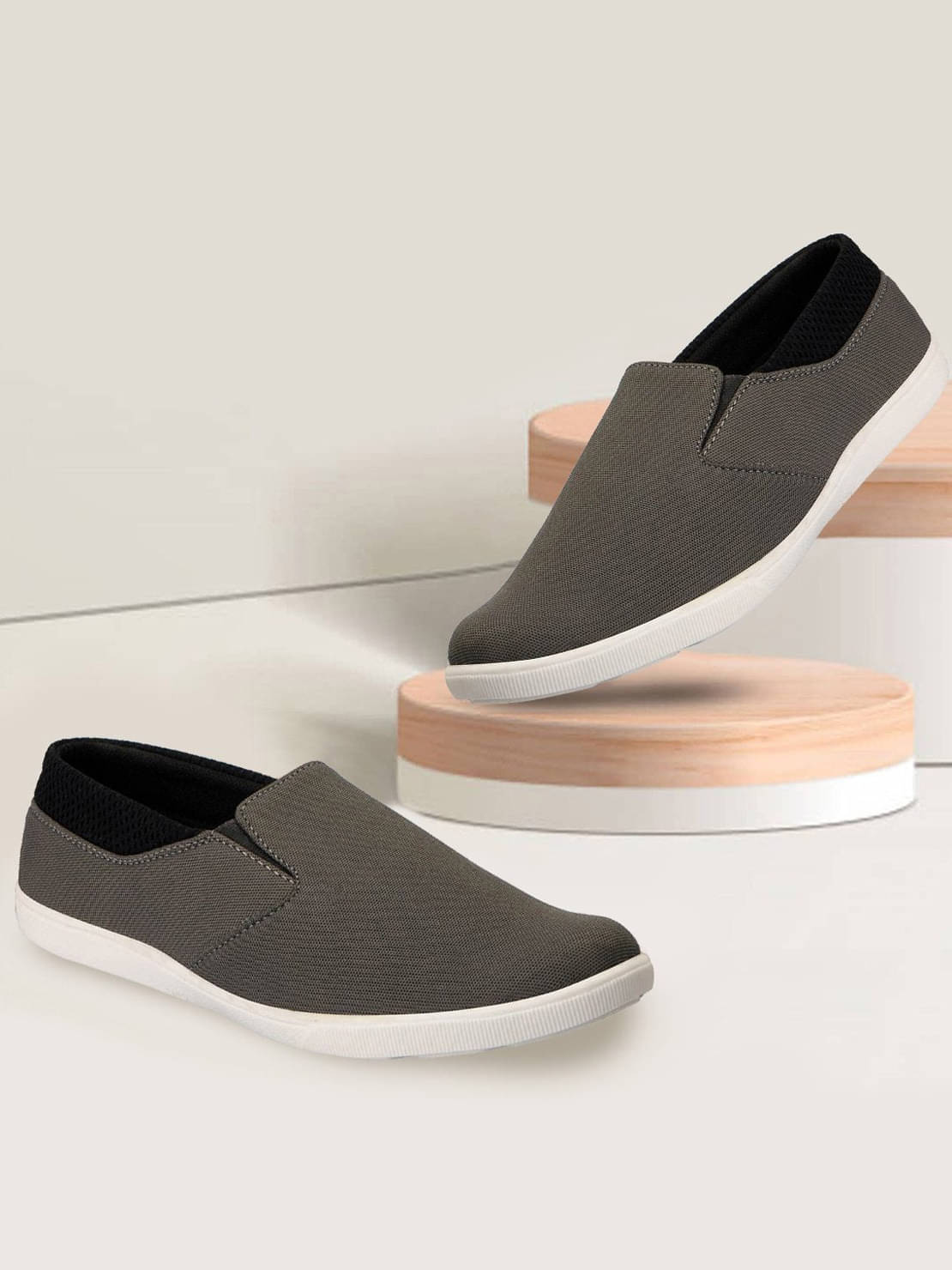 Fausto - Light Grey Men's Slip-on Shoes     			Fausto - Light Grey Men's Slip-on Shoes