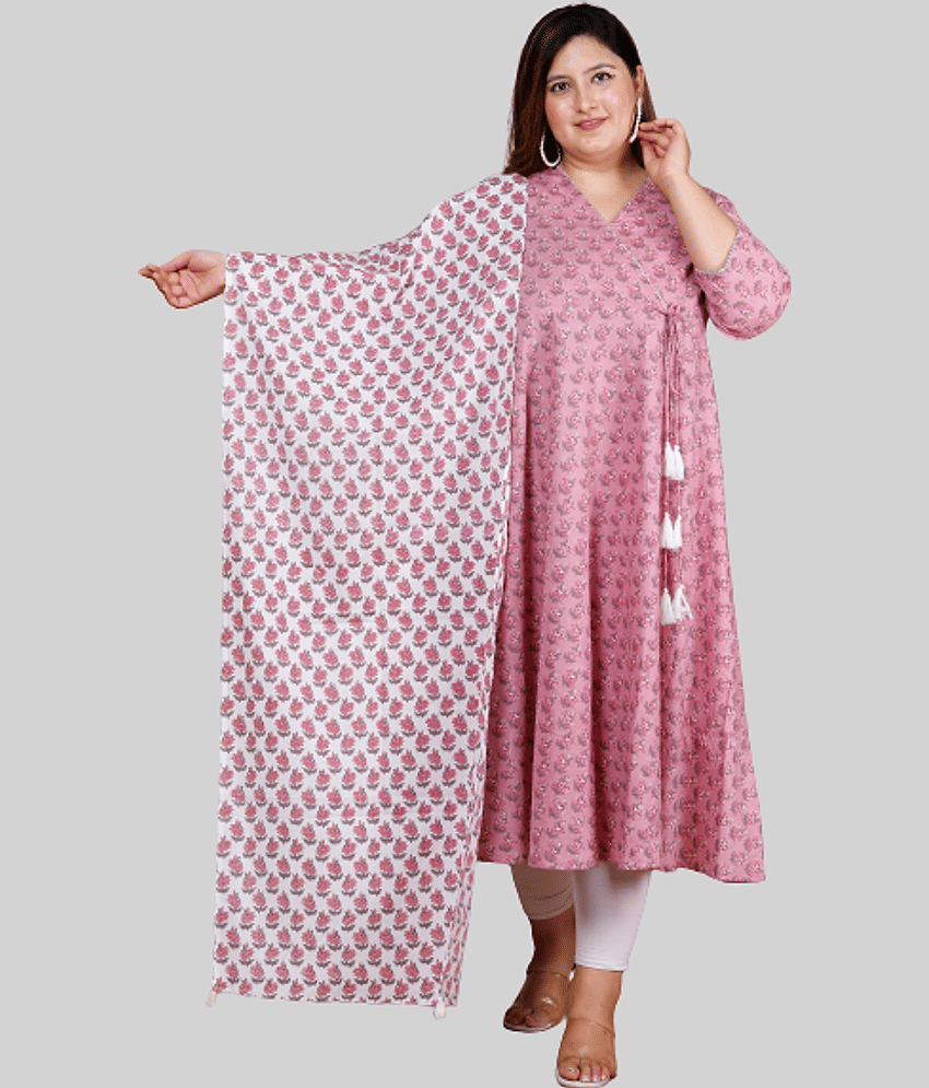 miravan - Pink Cotton Women's Angrakha Kurti ( Pack of 1 ) - Kurtis, Tunics | Buy online on ZillyBuy