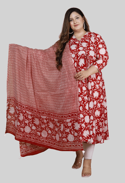     			miravan - Red Cotton Women's Anarkali Kurti ( Pack of 1 )