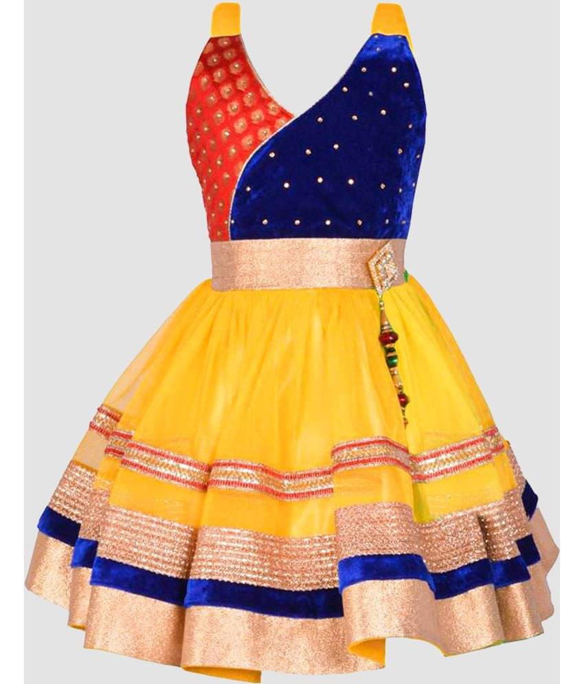     			9stiches - Yellow Net Baby Girl Frock ( Pack of 1 )