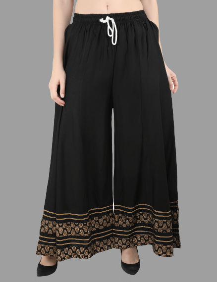 Aadrika - Black Rayon Flared Women's Palazzos ( Pack of 1 ) Aadrika - Black Rayon Flared Women's Palazzos ( Pack of 1 )