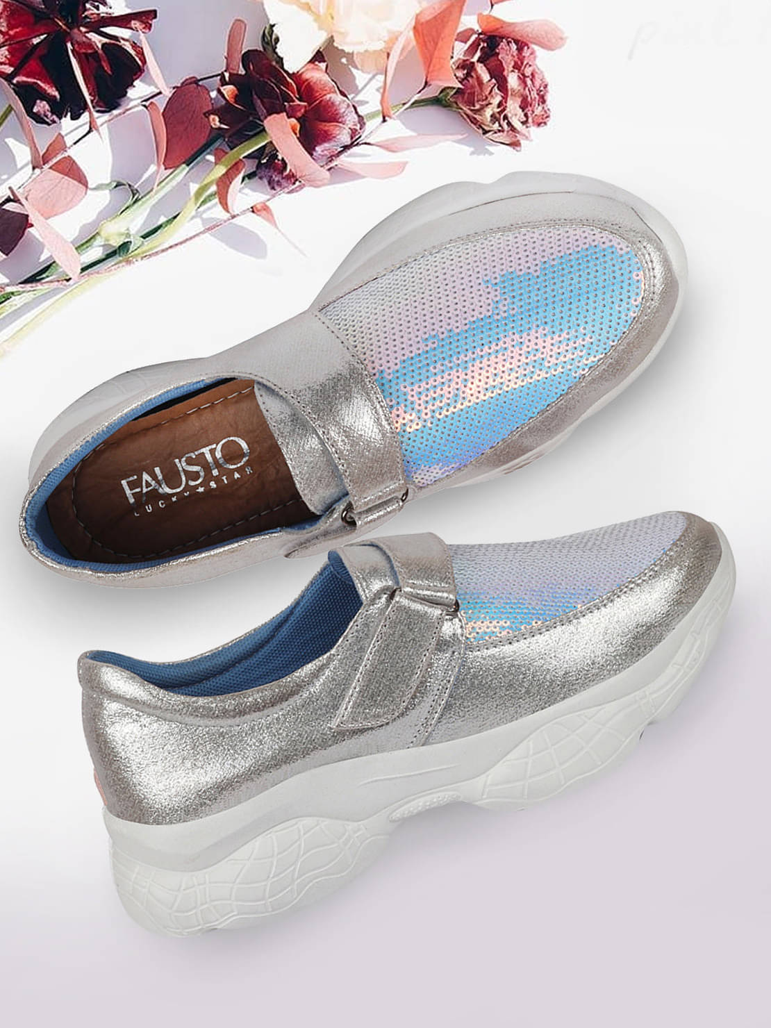     			Fausto - Silver Women's Sneakers