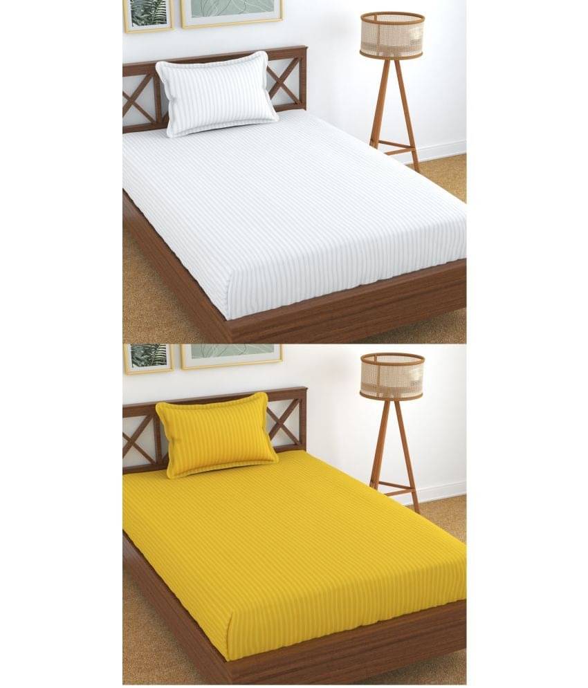     			Homefab India Cotton Single Bedsheet ( Yellow )