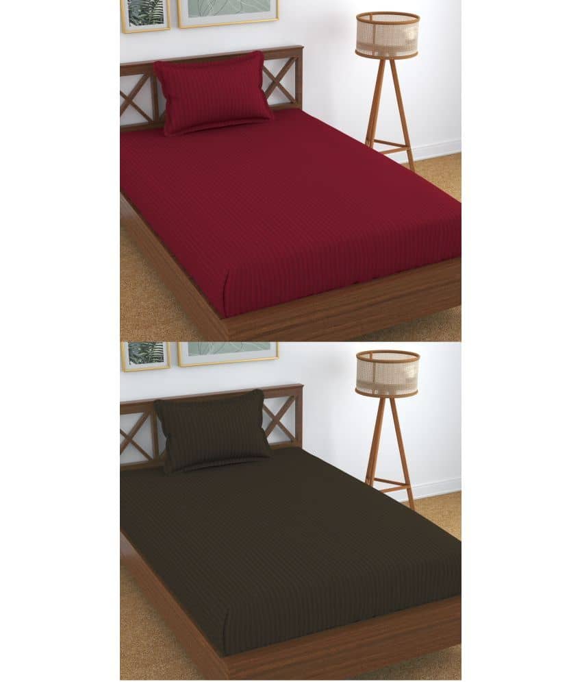 Homefab India Cotton Single Bedsheet ( Brown )