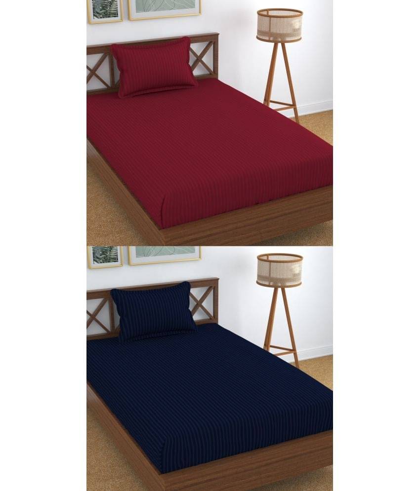     			Homefab India Cotton Single Bedsheet ( Navy Blue )
