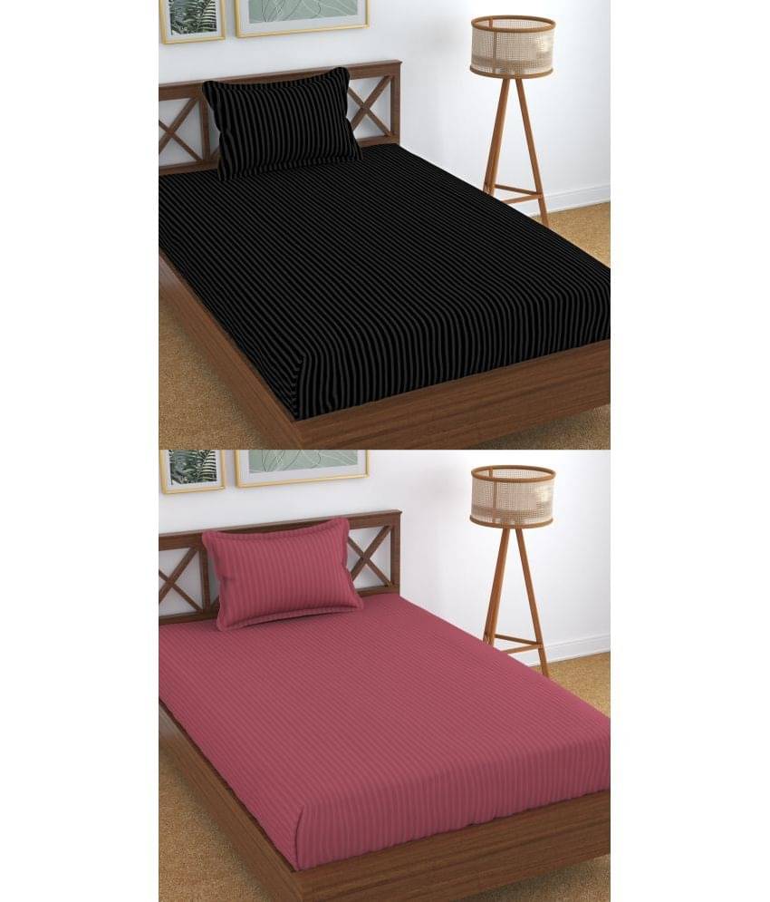     			Homefab India Cotton Single Bedsheet ( Pink )