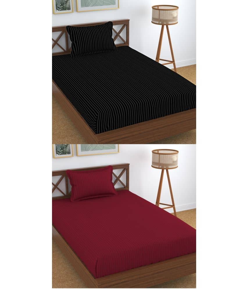Homefab India Cotton Single Bedsheet ( Maroon )