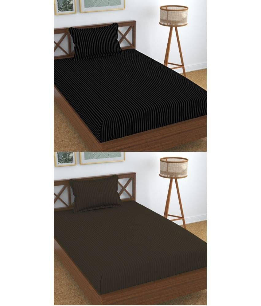     			Homefab India Cotton Single Bedsheet ( Brown )