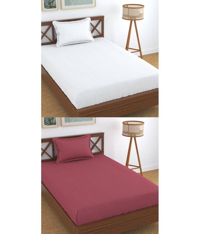     			Homefab India Cotton Single Bedsheet ( Pink )