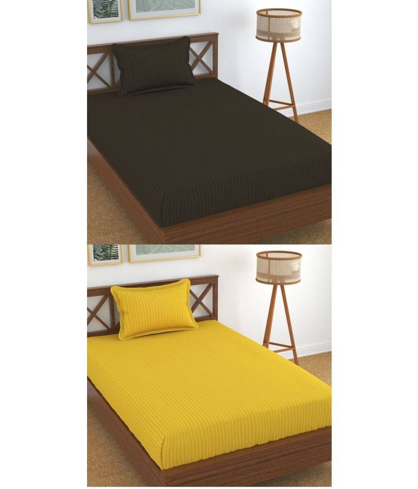     			Homefab India Cotton Single Bedsheet ( Yellow )