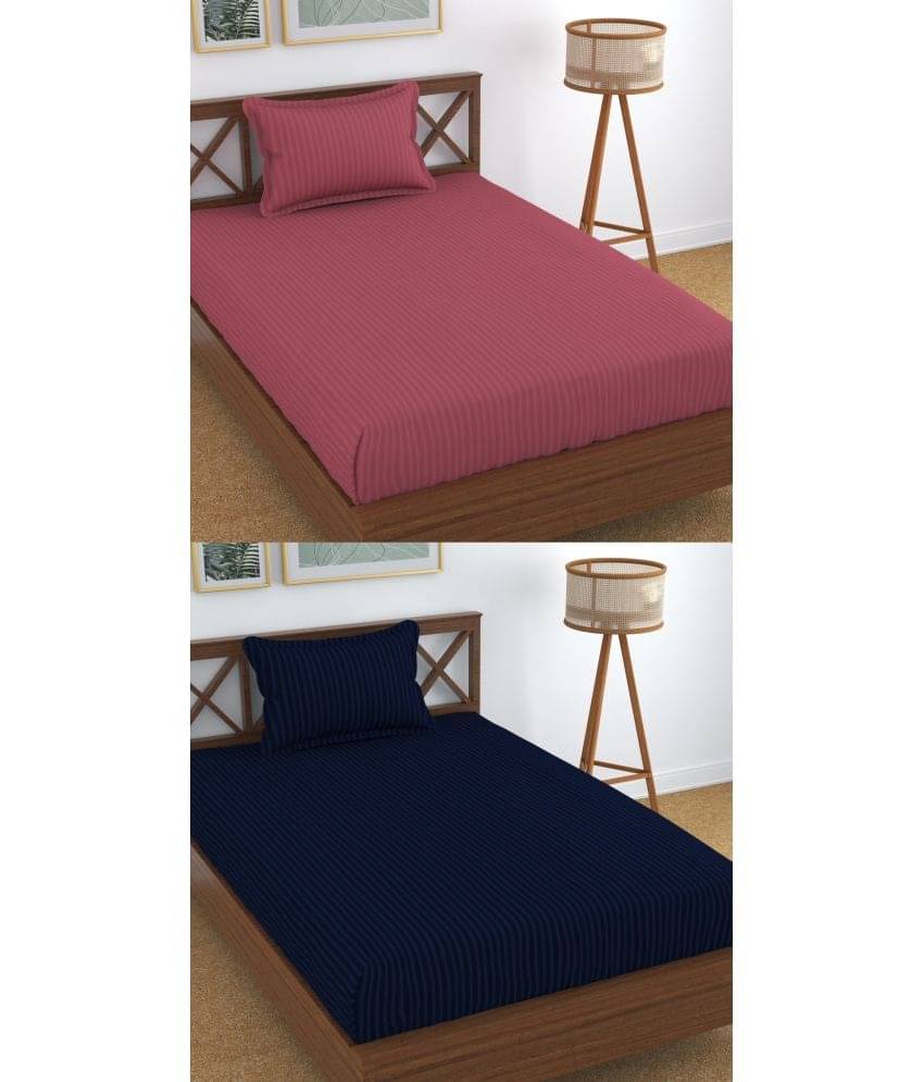     			Homefab India Cotton Single Bedsheet ( Navy Blue )