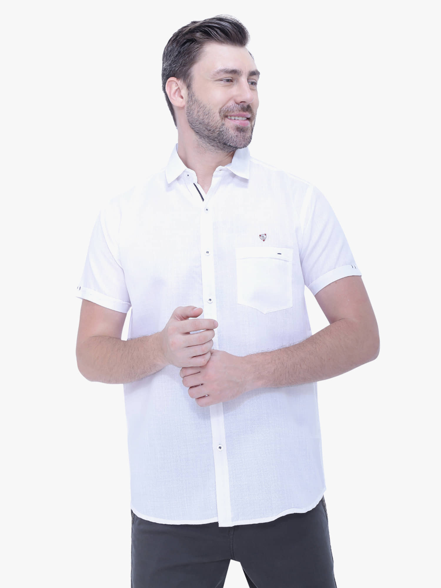 Kuons Avenue - Cream Linen Slim Fit Men's Casual Shirt ( Pack of 1 )