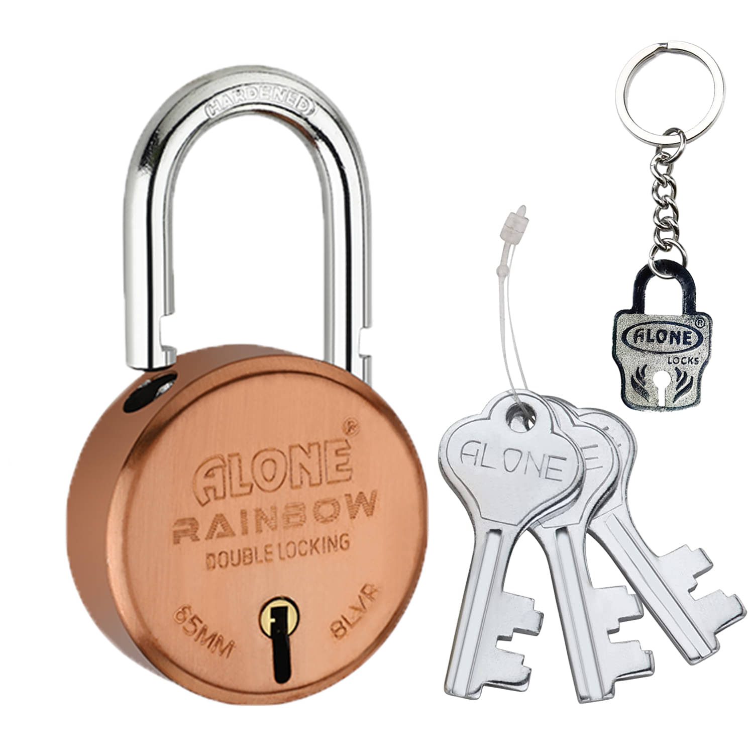 Alone Round 65mm Padlock 3 Keys Double Locking Lock & Key for Home Door Shop Shutter, Copper Antique Lacquer Coated Finish Rust Free Alone Round 65mm Padlock 3 Keys Double Locking Lock & Key for Home Door Shop Shutter, Copper Antique Lacquer Coated Finish Rust Free